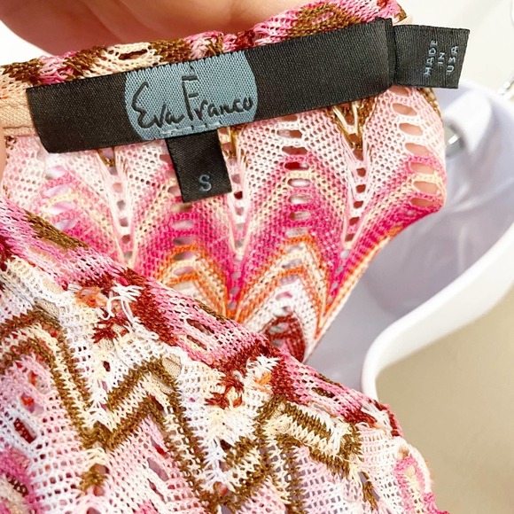 Anthropologie Eva Franco Chevron Pink Blouse Small - Picture 8 of 10